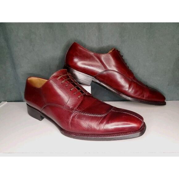 L.F. Lidfort for Barney's Dress Shoes Burgundy Leather Made in Italy US Men's 11 - Picture 2 of 13